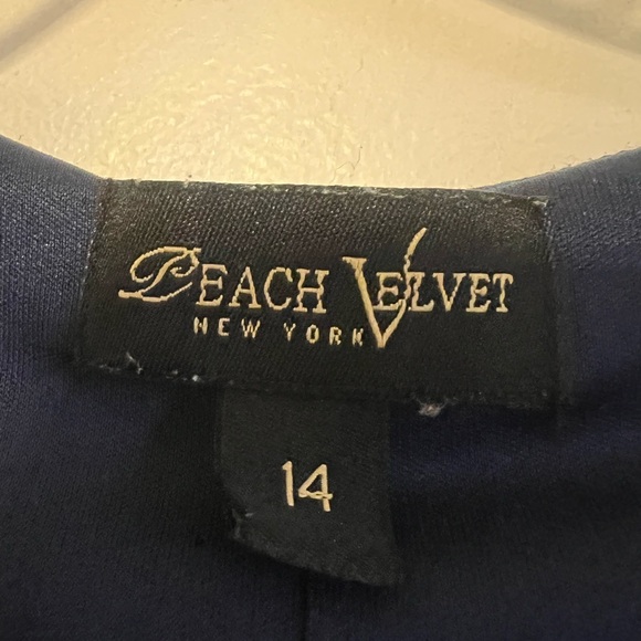 Peach Velvet Sleeveless Wrap Ruched Geometric Sheath Dress Sz14 Stretch - Picture 4 of 13